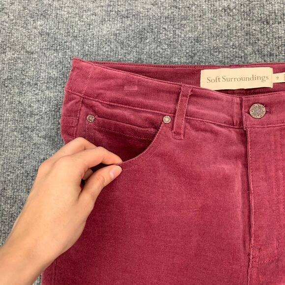 Soft Surrounding Skinny Corduroy Jeans Women 10 Berry Full Length High Rise Pant - Picture 6 of 13